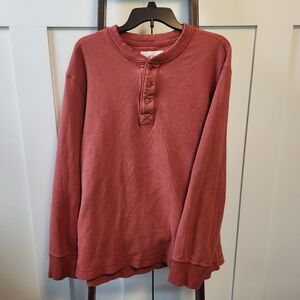 Men's Eddie Bauer Waffle Henley Long Sleeve Shirt in Burnt Orange
